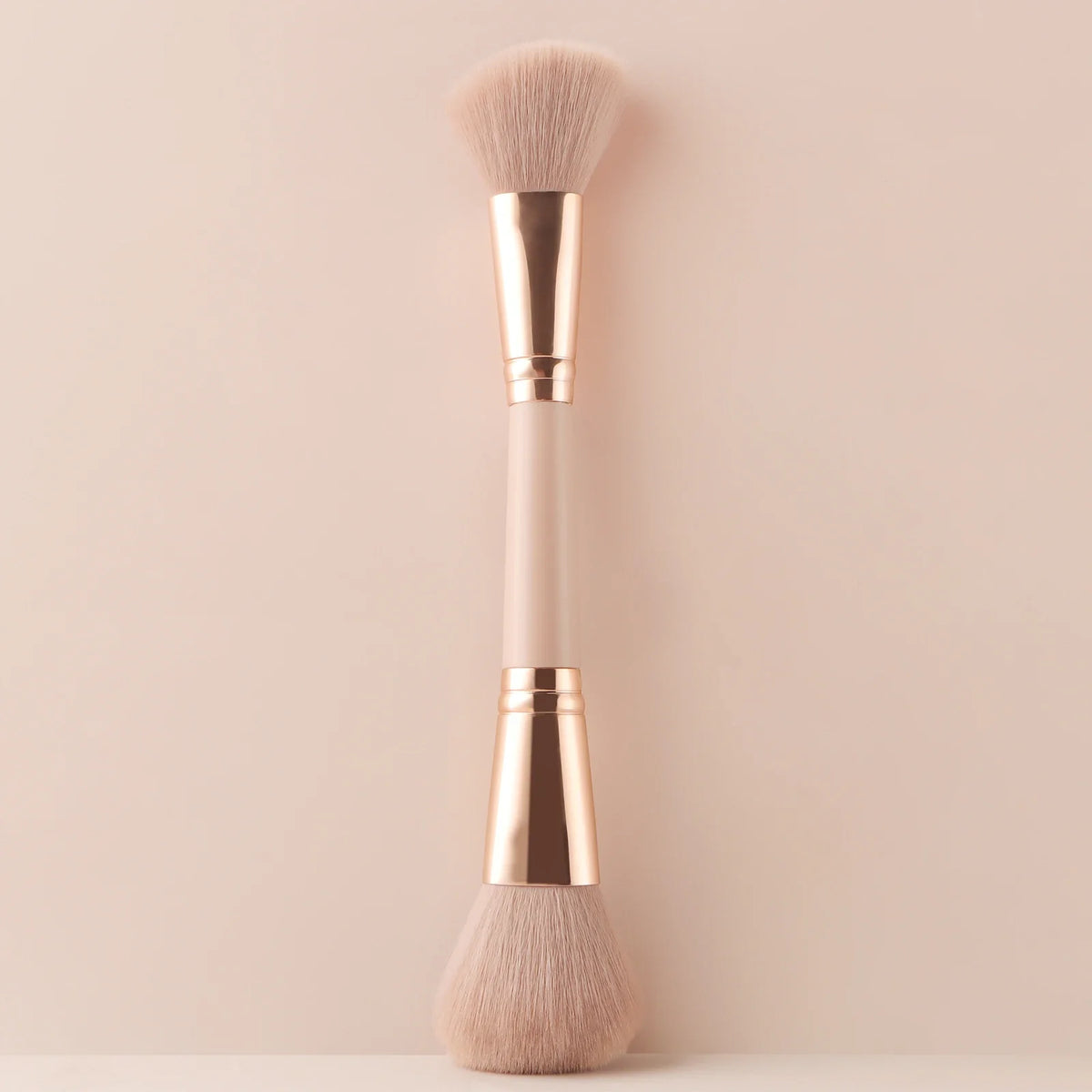 Single Dual-Ended Beauty Brush, Round Blush Brush + Large Powder Brush Soft Bristle Facial Makeup Tool