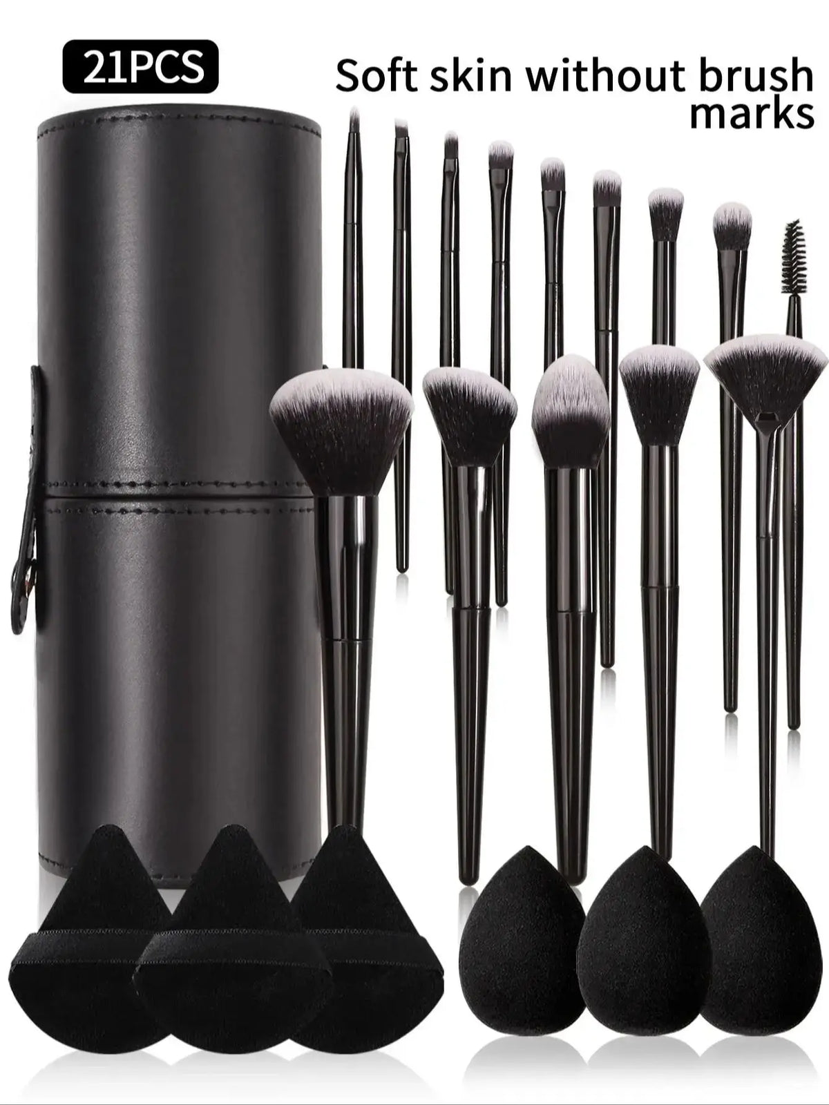 3~21pcs Fashion Makeup Brsuh Set Soft Hair Cosmetic Brushes With Makeup Brush Holder Beauty Egg And Powder Puff